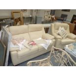 Leather 2 seater sofa and chair