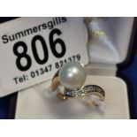 9ct Gold Diamond & Pearl Ring