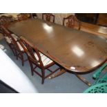 Repro. Mahogany regency style dining table and 6 chairs