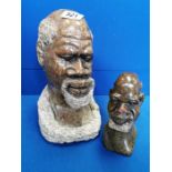 Pair of African Marble Heads