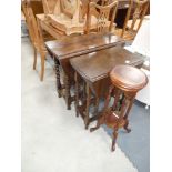 2 oak drop leaf tables and plant stand