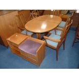 Nathan extending teak dining table with 6 chiars and telephone seat
