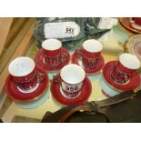 1920's Demitasse Aynsley coffee set with sterling silver holders