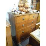 Handcrafted Edwardian Oak Two-over-Three Chest of Drawers
