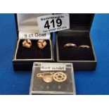 Trio of 9ct Gold Earrings