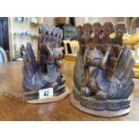 Pair of Arts & Crafts Wooden Bookends