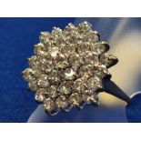 9ct Gold 50-White Stone Cluster Ring, size O