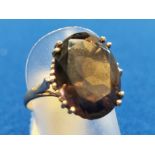 9ct Gold & Smoky Quartz Ring, size P