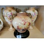 Pair of Blush Floral Crown Devon Fieldings Vases & a Royal Chelsea Blush Centrepiece