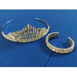 Decorative White Stone Tiara & Bangle