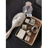 Box of Silver Napkin Rings + Hand-Mirror & Scent Bottle