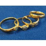 4x Gold Rings ( 2 x 18ct 3g 2 x plated rings )