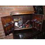 Oak Revolving Smokers Cabinet + Estate Pipes & Accessories