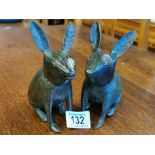 Pair of Bronze-Effect Hares