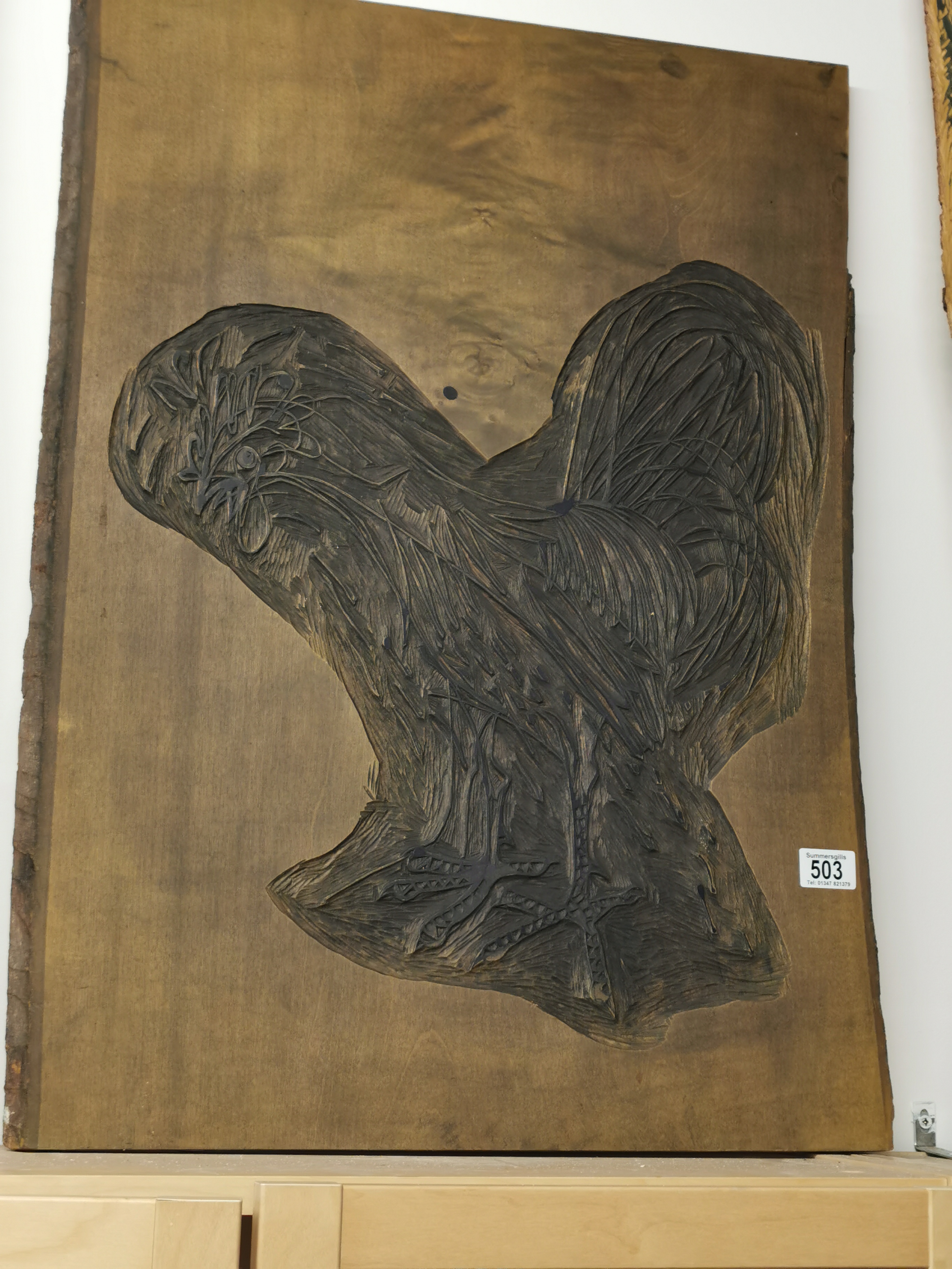 Woodcut Engraving Art of a Cockerel by Pauline Jacobsen