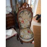 High-Backed/Ornately-Carved Edwardian Oak Nursing Chair