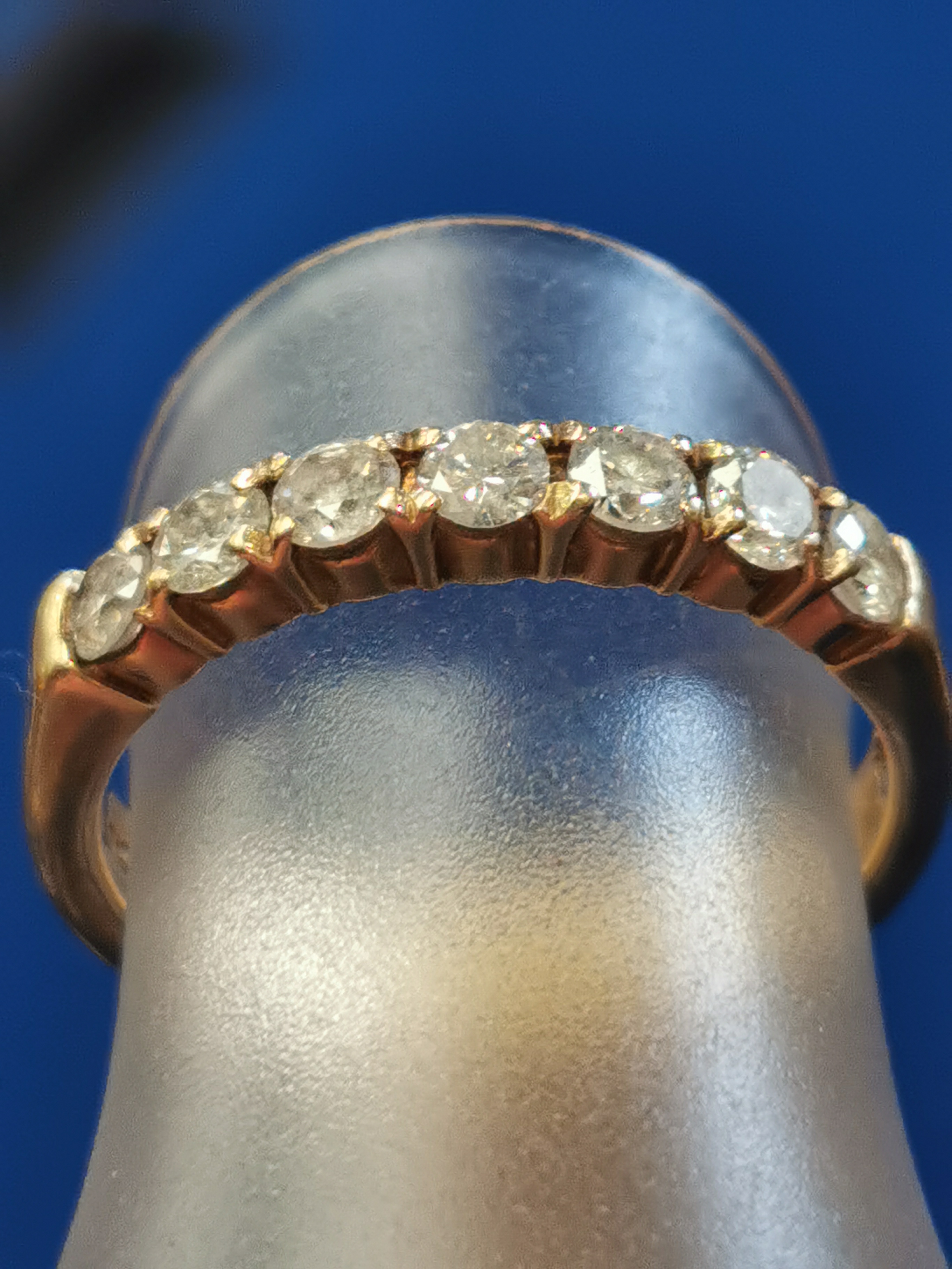 9ct Gold Eternity Ring w/Diamond & Ameythst, size P