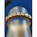 9ct Gold Eternity Ring w/Diamond & Ameythst, size P