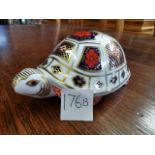 Royal Crown Derby Tortoise Paperweight w/white stopper