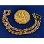 1895 Full Sovereign Gold Coin + a Gold Chain