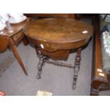 Inlaid Victorian Walnut Sewing Table