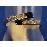 15ct Gold Sapphire & Diamond Twist Ring, size O