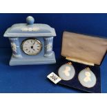 Wedgwood Jasperware Mantle Clock & Limited Edition Charles & Diana Plaque Cameos