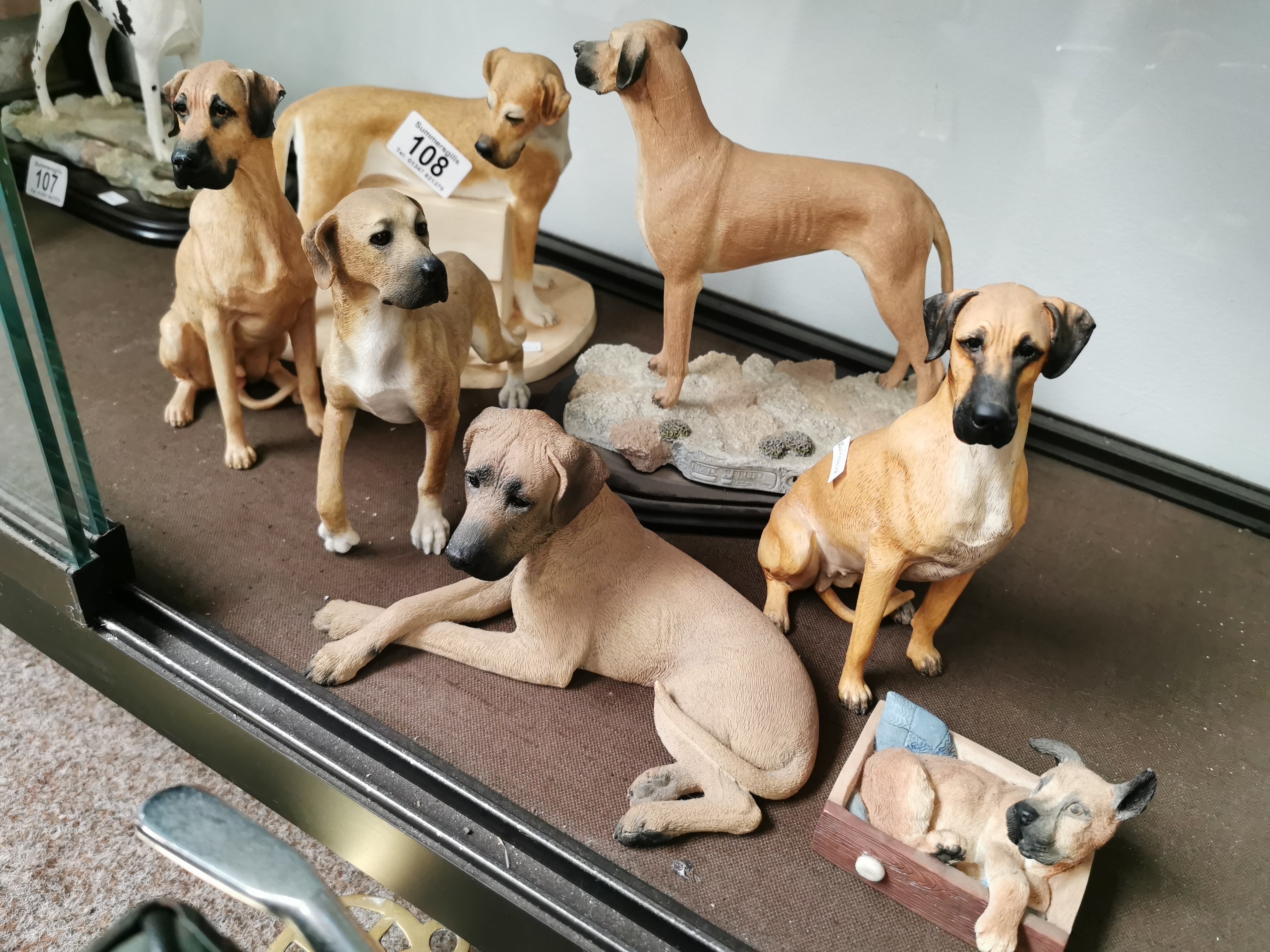 Group of Seven Great Dane Resin Figures inc Border Fine Arts