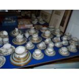 Extensive Royal Tuscan Turquoise & Gilt Dinner & Tea Service - over 100 pieces
