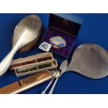 Sterling Silver Dressing Table Set + Halcyon Days Enamel & Gold-Nibbed Fountain Pens