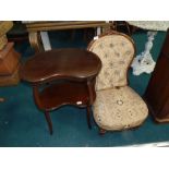 Victorian walnut nursing chair and table