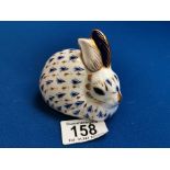 Royal Crown Derby Rabbit Paperweight - Silver stopper