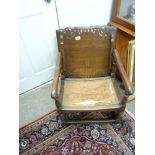 Mid-Century Oak Adjustable Monks Bench Armchair