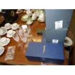Set of 6 champagne Waterford Crystal Glasses mint. decanter, 4 whiskey glasses and a letter opener