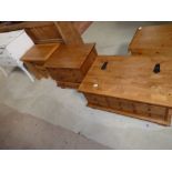 2 x oak cupboards and nest of tables