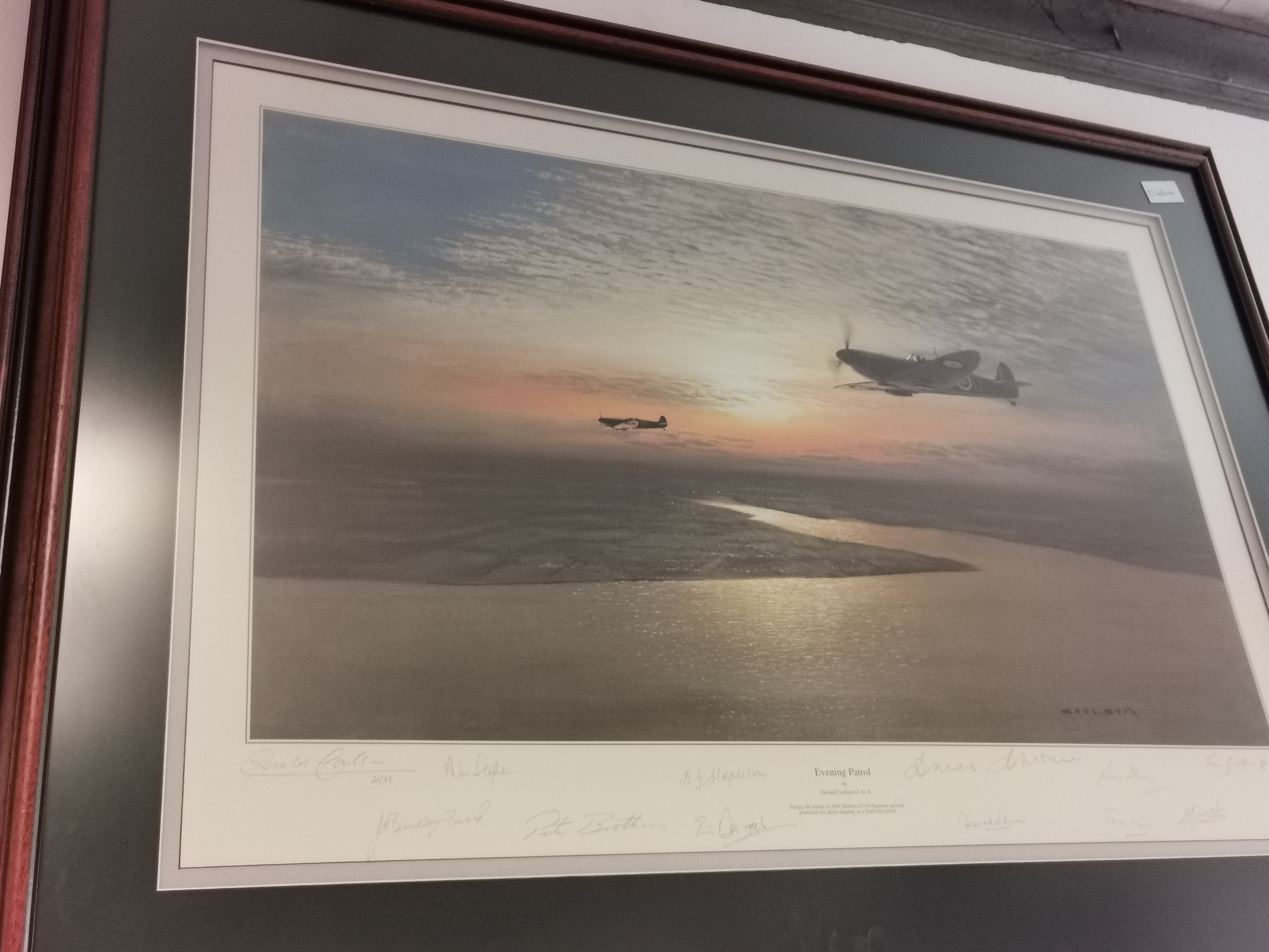 Evening Patrol Spitfires WWII Signed Squadron Print by Gerard Coulson