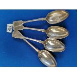 Set of 4 Sterling Silver Spoons - total weight 284g