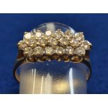 18ct Gold & Diamond Oblong Cluster Ring, size O
