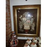 Edwardian Framed Floral Needlework Art