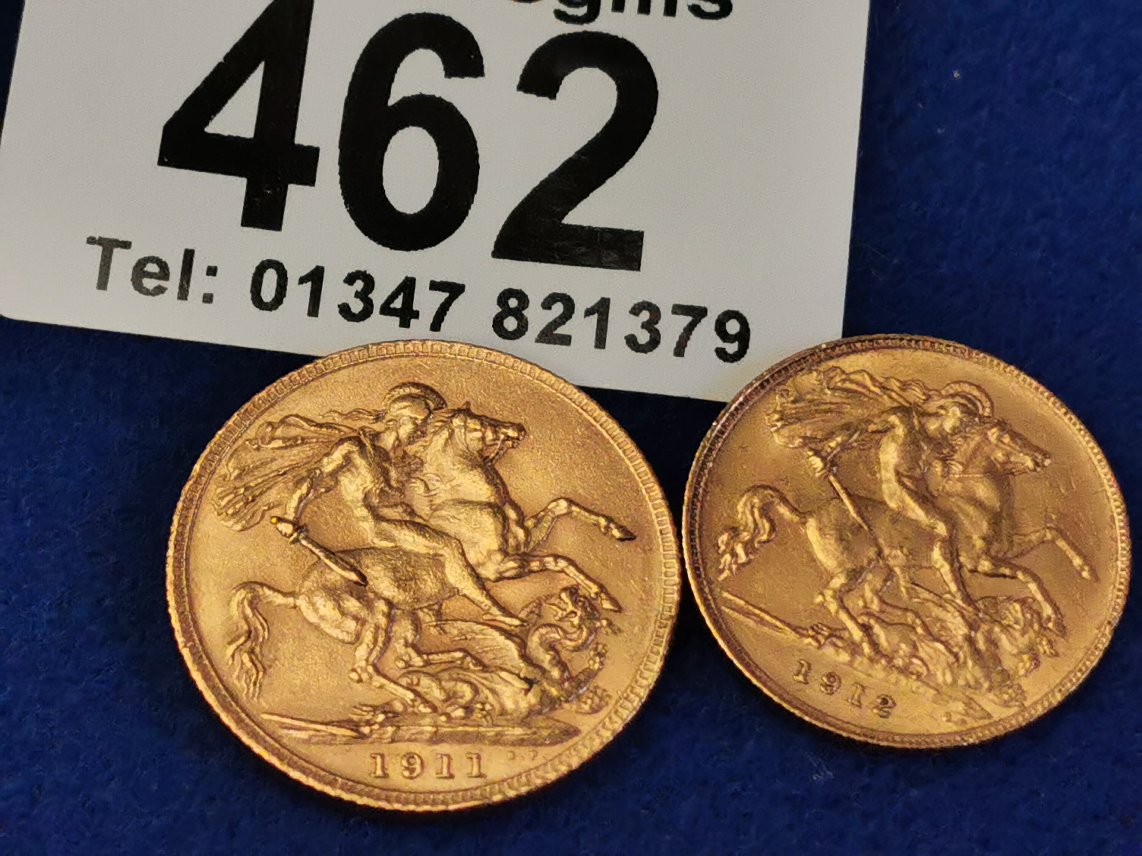 Gold Full & Half Sovereign Coins - Dated 1911 & 1912