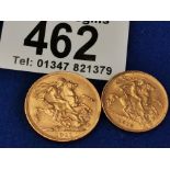 Gold Full & Half Sovereign Coins - Dated 1911 & 1912