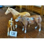 Trio of a Beswick Horse, Fawn & Cow