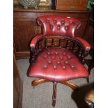 Red Leather Chesterfield Captains Chair