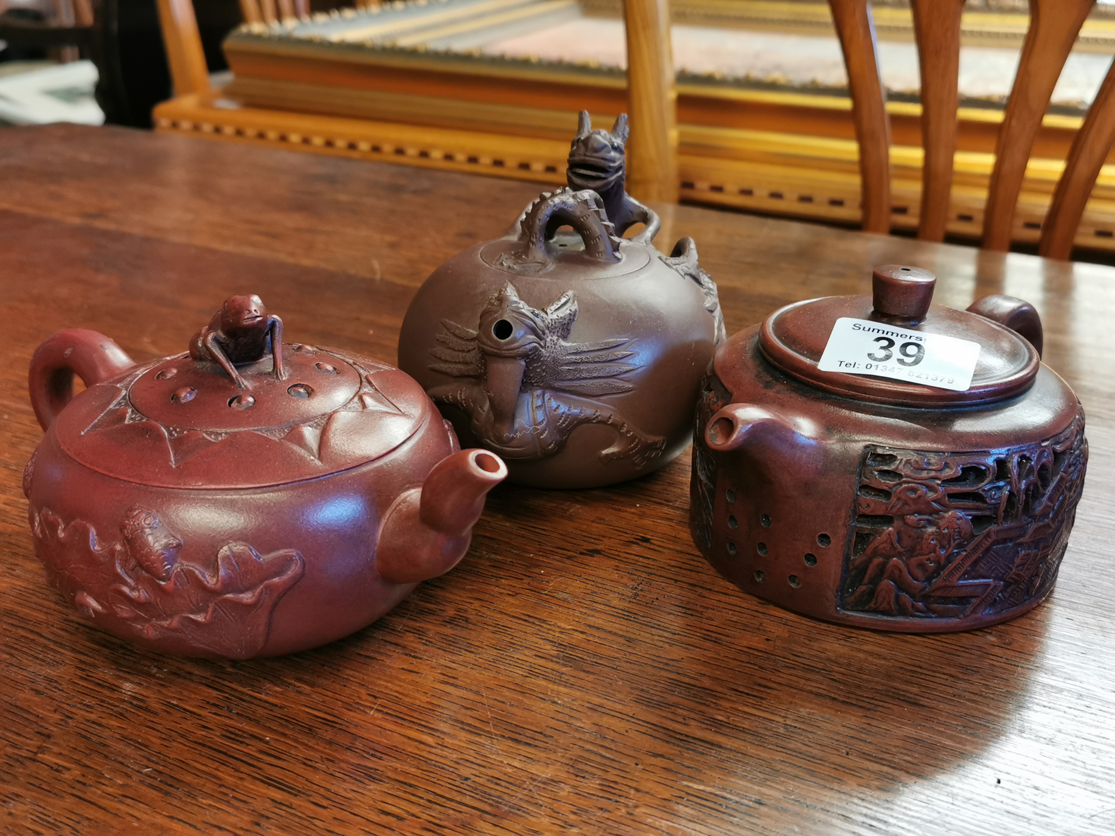 3pc Chinese Pottery Teaset w/character marks to base