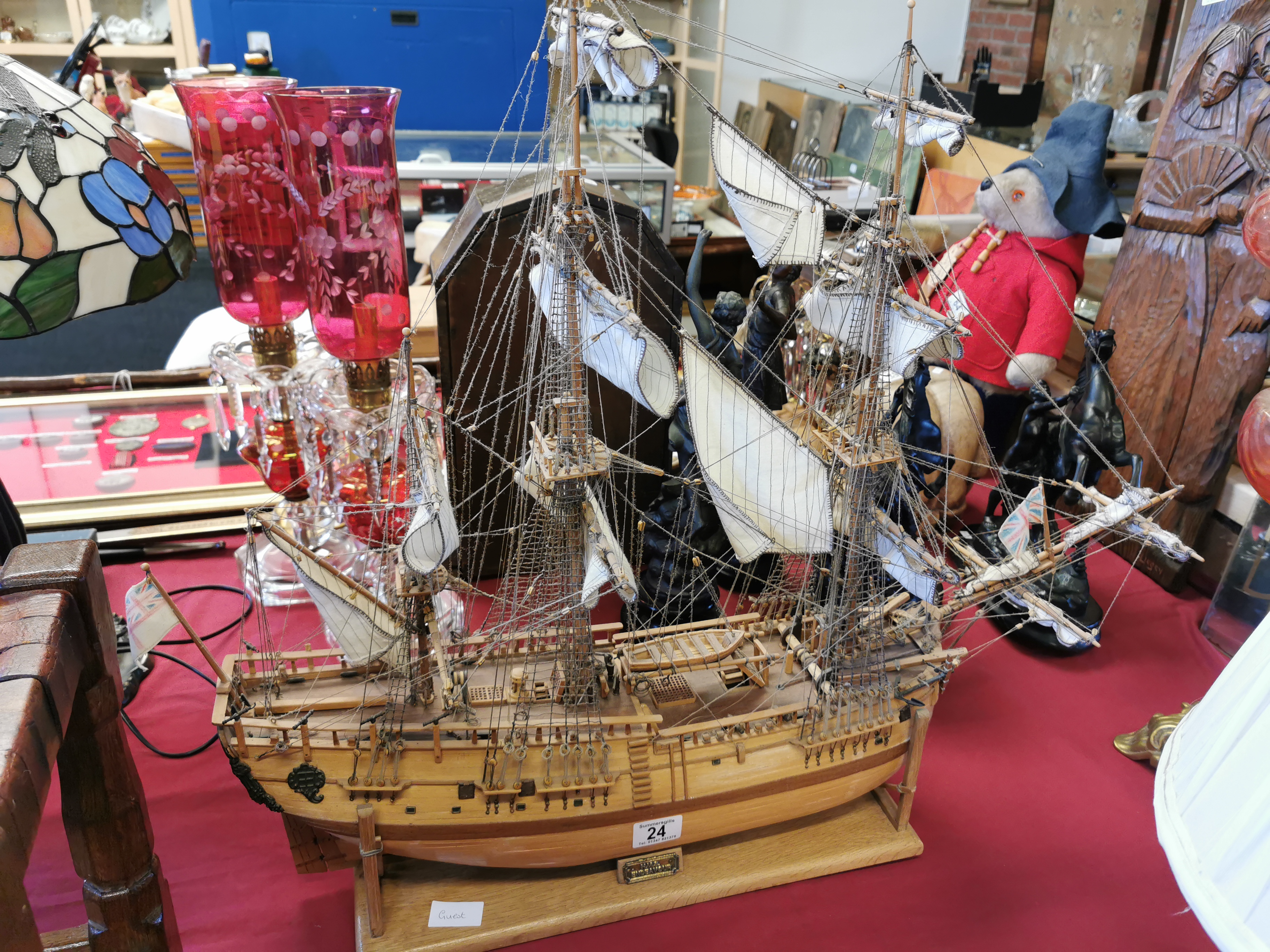 Handmade Wooden Naval Ship Model of HMS Endeavour