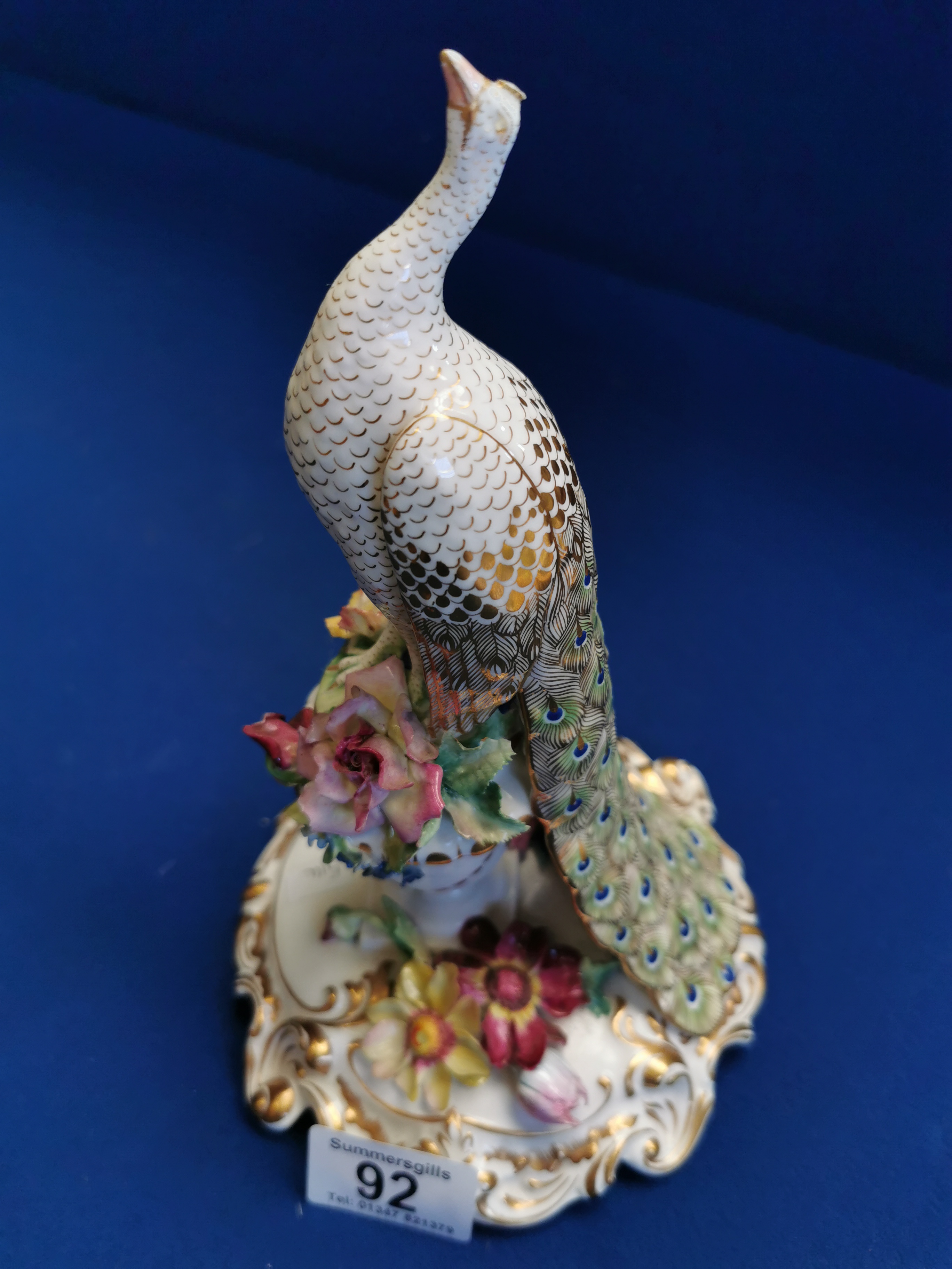 Royal Crown Derby Porcelain Peacock Figure - slight A/F on head
