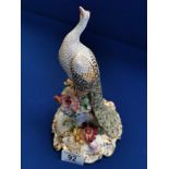 Royal Crown Derby Porcelain Peacock Figure - slight A/F on head