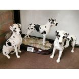 Trio of Spotted Great Dane Resin Figures inc Best of Breed