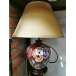 Moorcroft Dark Red Floral Lamp w/Shade