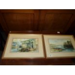 Pair of Cornish Scene of Looe, by S Thompson